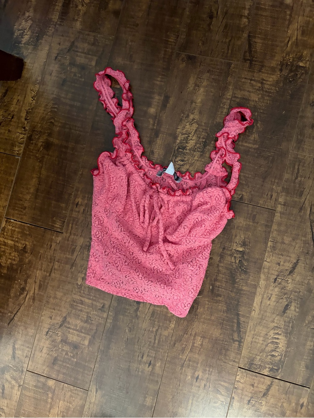 Urban Outfitters Pink Ruffled Lace Camisole